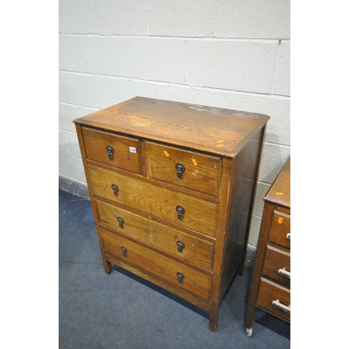 1236 - AN OAK CHEST OF FIVE DRAWERS, width 77cm x depth 46cm x height 102cm, and a smaller oak chest of fou... 