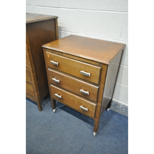 1236 - AN OAK CHEST OF FIVE DRAWERS, width 77cm x depth 46cm x height 102cm, and a smaller oak chest of fou... 