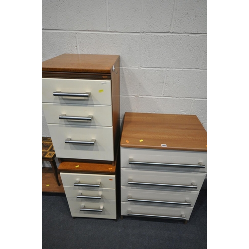 1403 - A MODERN CHEST OF FOUR DRAWERS, width 61cm x depth 46cm x height 93cm, a pair of similar chest of th... 