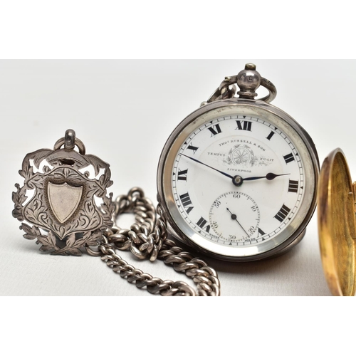 103 - A SILVER OPEN FACE POCKET WATCH AND A BENTIMA POCKET WATCH, silver open face key wound pocket watch,... 