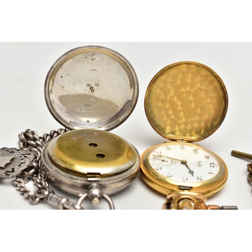 103 - A SILVER OPEN FACE POCKET WATCH AND A BENTIMA POCKET WATCH, silver open face key wound pocket watch,... 