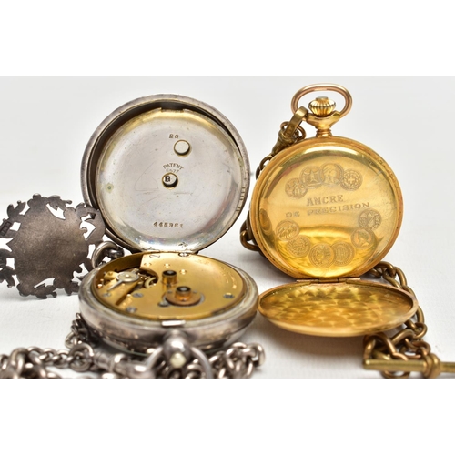 103 - A SILVER OPEN FACE POCKET WATCH AND A BENTIMA POCKET WATCH, silver open face key wound pocket watch,... 