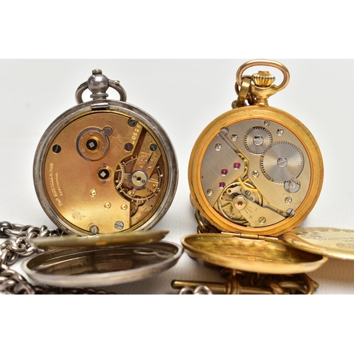 103 - A SILVER OPEN FACE POCKET WATCH AND A BENTIMA POCKET WATCH, silver open face key wound pocket watch,... 