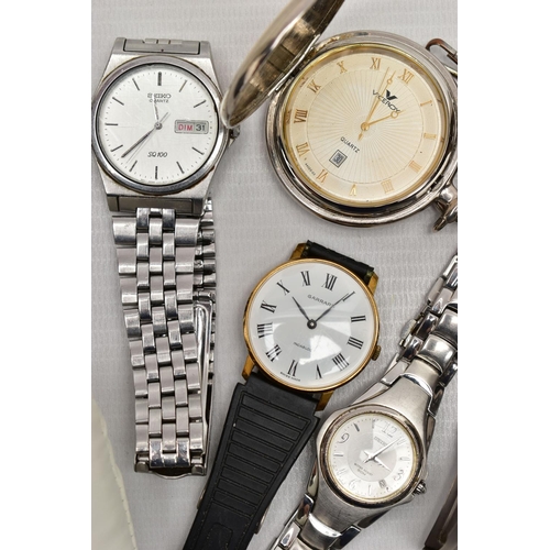 114 - A SELECTION OF WRISTWATCHES, to include a quartz movement, silver tone dial, signed 'Rotary' baton m... 