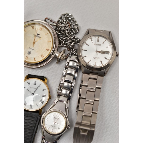 114 - A SELECTION OF WRISTWATCHES, to include a quartz movement, silver tone dial, signed 'Rotary' baton m... 