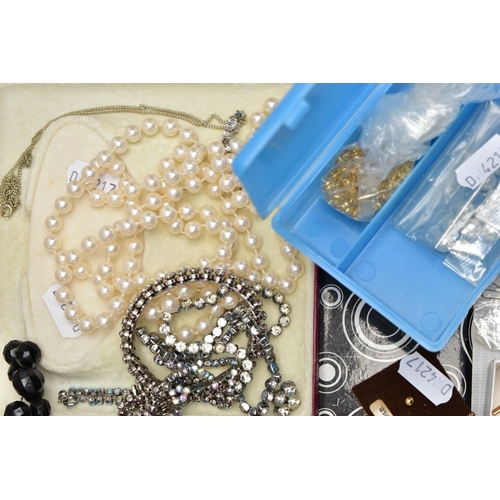 119 - AN ASSORTMENT OF WHITE METAL AND MAINLY COSTUME JEWELLERY, to include a set of oval cut tanzanite an... 