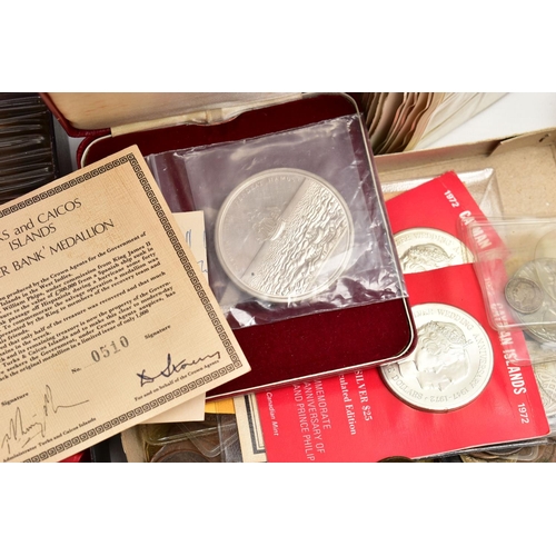 142 - A LARGE QUANTITY OF COINS COIN SETS MEDALLIONS ETC, to include a Silver Bank Medallion Produced for ... 