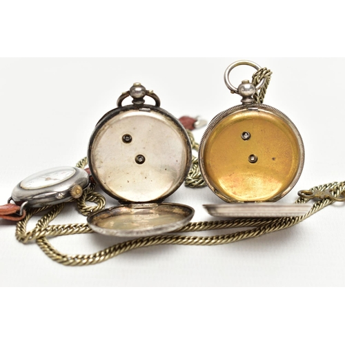 61 - AN EARLY 20TH CENTURY SILVER WRISTWATCH AND TWO POCKET WATCHES, a silver cased watch head, hallmarke... 