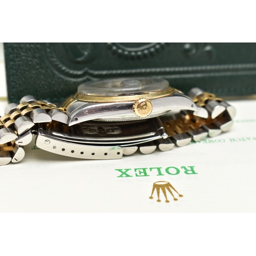 68 - A 'ROLEX OYSTER PERPETUAL DATE-JUST' WRISTWATCH, round black dial signed 'Rolex Oyster Perpetual Dat... 