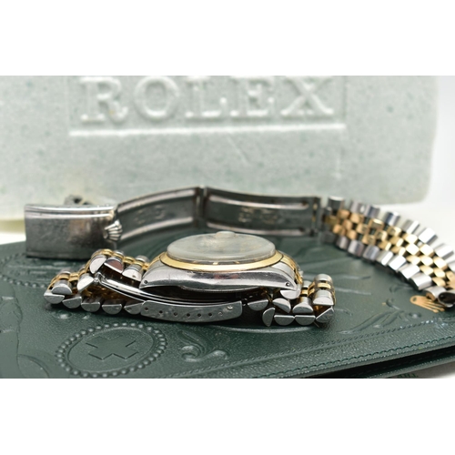 68 - A 'ROLEX OYSTER PERPETUAL DATE-JUST' WRISTWATCH, round black dial signed 'Rolex Oyster Perpetual Dat... 