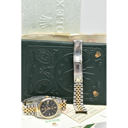 68 - A 'ROLEX OYSTER PERPETUAL DATE-JUST' WRISTWATCH, round black dial signed 'Rolex Oyster Perpetual Dat... 