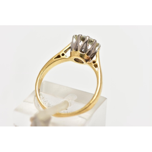 72 - AN 18CT GOLD DIAMOND SINGLE STONE RING, the brilliant cut diamond within a claw setting, to the tape... 