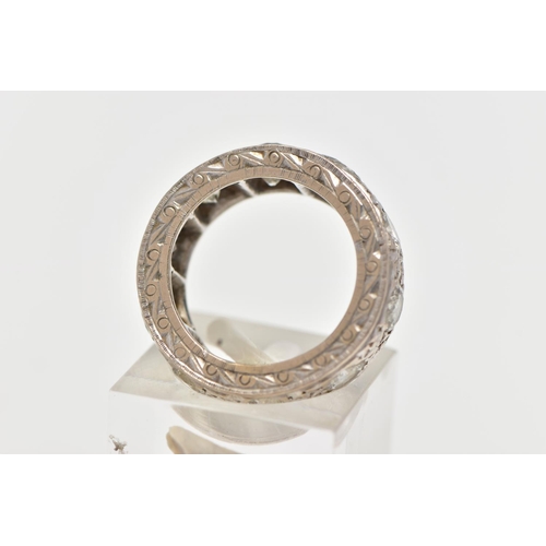 73 - A WHITE METAL DIAMOND FULL ETERNITY RING, comprising a series of brilliant cut diamonds with texture... 