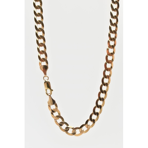 77 - A 9CT GOLD CHAIN NECKLACE, the flat curb links to the lobster clasp, hallmarked Sheffield, approxima... 