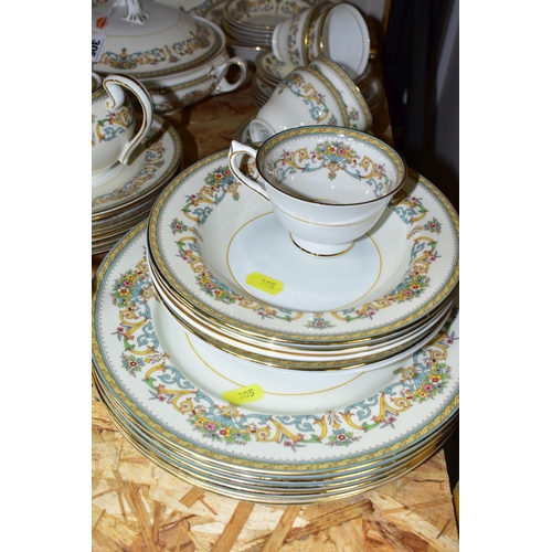 305 - AN AYNSLEY 'HENLEY' PATTERN PART DINNER SET, comprising six dinner plates (marked as second quality)... 