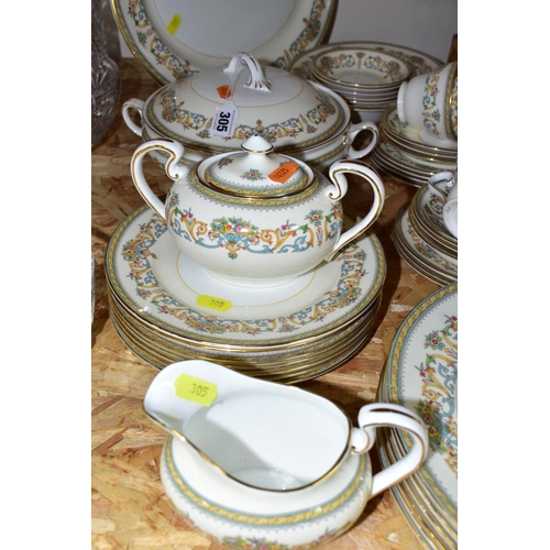 305 - AN AYNSLEY 'HENLEY' PATTERN PART DINNER SET, comprising six dinner plates (marked as second quality)... 