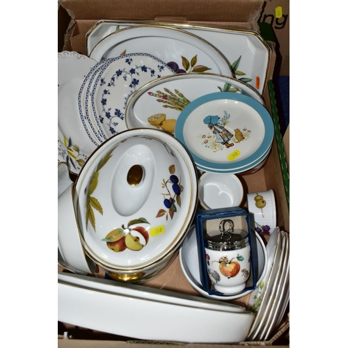 313 - FOUR BOXES OF CERAMICS, LINEN AND GLASSWARES, to include a Royal Tuscan 'Charade' tea set with seven... 