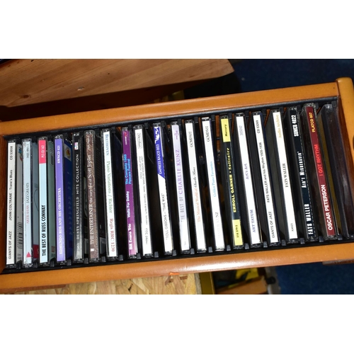 324 - FIVE WOODEN CD RACKS OF CDS, to include approximately three hundred and fifty classical, jazz and ea... 