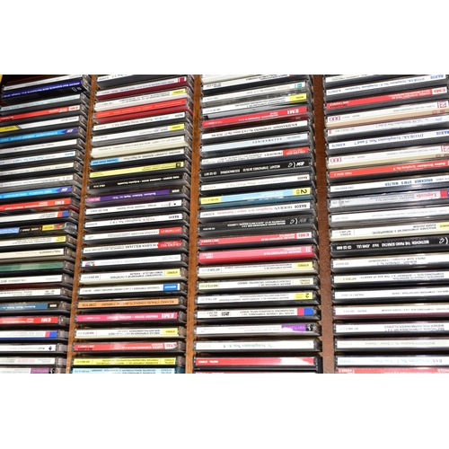 324 - FIVE WOODEN CD RACKS OF CDS, to include approximately three hundred and fifty classical, jazz and ea... 