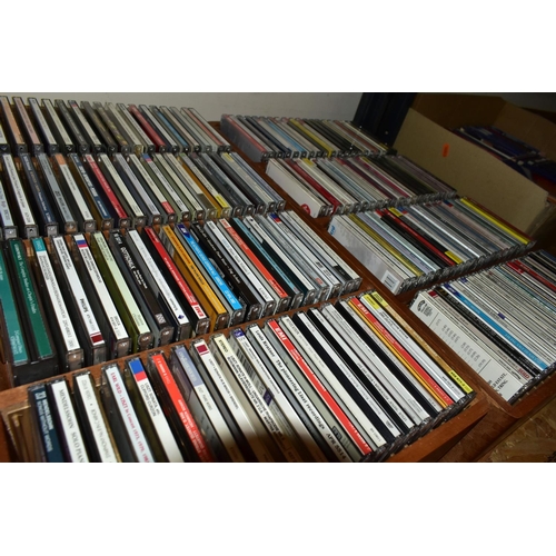 324 - FIVE WOODEN CD RACKS OF CDS, to include approximately three hundred and fifty classical, jazz and ea... 