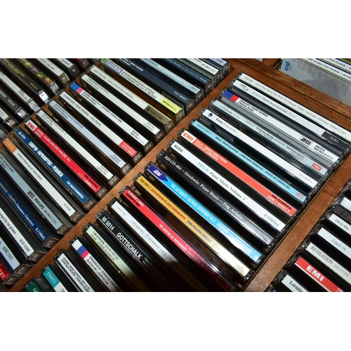 324 - FIVE WOODEN CD RACKS OF CDS, to include approximately three hundred and fifty classical, jazz and ea... 