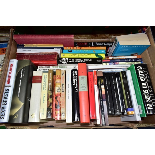 325 - BOOKS, approximately two hundred titles in five boxes in hardback and paperback format, mostly conte... 