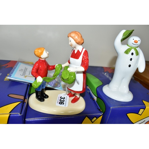 336 - FOUR BOXED COALPORT THE SNOWMAN CHARACTER FIGURES, comprising The Greeting, Thanks Mum limited editi... 