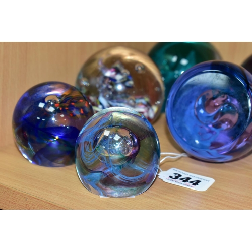 344 - SIX CAITHNESS PAPERWEIGHTS, comprising Ultra Cool, Flower of Scotland, Foursome, Rainbow Gem, Moon C... 