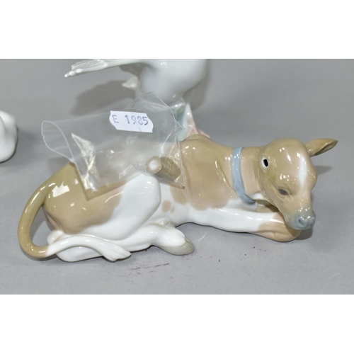 346 - FOUR LLADRO ANIMAL AND BIRD FIGURES, comprising Playful Piglets 5228, sculptor Jose Roig, issued 198... 