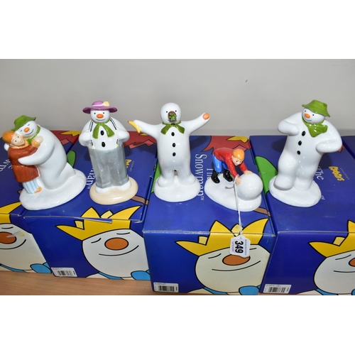 349 - FIVE BOXED COALPORT THE SNOWMAN CHARACTER FIGURES, comprising The Special Moment, Dressing Up, The W... 