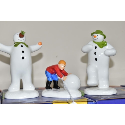 349 - FIVE BOXED COALPORT THE SNOWMAN CHARACTER FIGURES, comprising The Special Moment, Dressing Up, The W... 