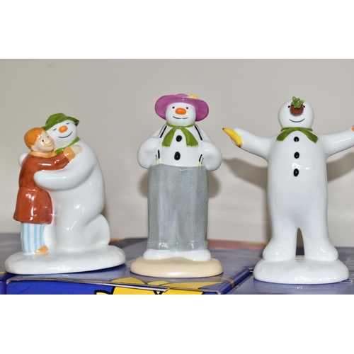 349 - FIVE BOXED COALPORT THE SNOWMAN CHARACTER FIGURES, comprising The Special Moment, Dressing Up, The W... 