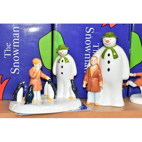 350 - FOUR BOXED COALPORT THE SNOWMAN CHARACTER FIGURES, comprising The Adventure Begins, Penguin Pals: an... 