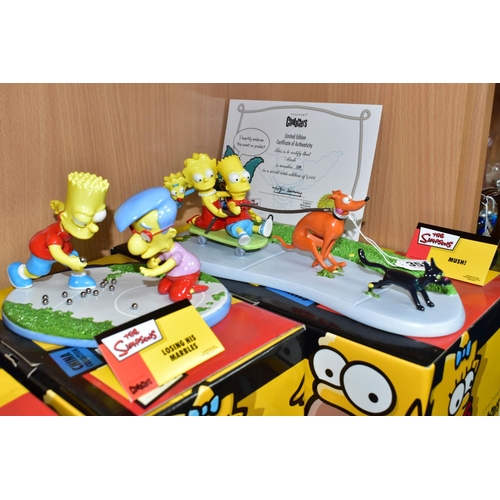 352 - THREE BOXED COALPORT THE SIMPSONS FIGURE GROUPS, comprising 'Mush!' limited edition 1139/4000, with ... 