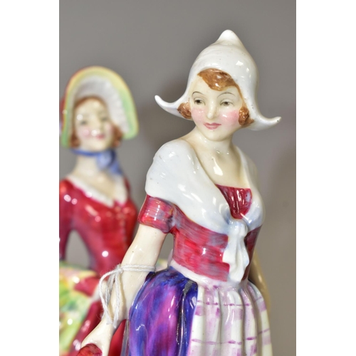 355 - TWO ROYAL DOULTON FIGURINES, comprising Gretchen HN1562 (hand broken and part missing), in pink and ... 