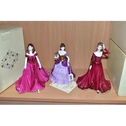 377 - THREE BOXED COALPORT FIGURINES, comprising At The Stroke of Midnight: A New Millennium, from a limit... 