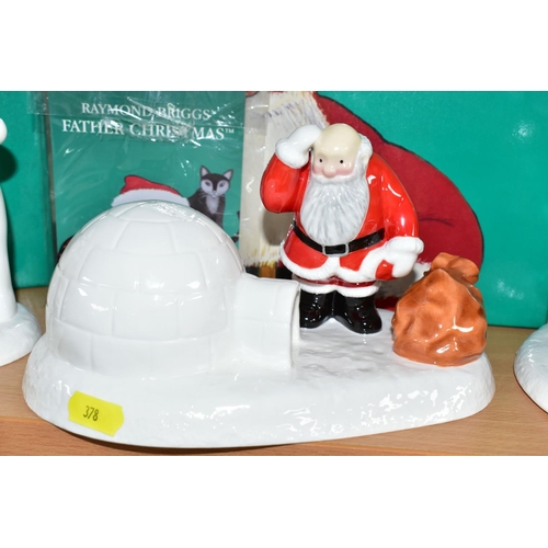 378 - TWO COALPORT LIMITED EDITION RAYMOND BRIGGS FATHER CHRISTMAS FIGURE GROUPS, comprising 'Line Dancing... 