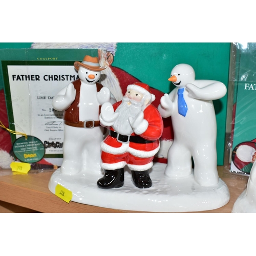 378 - TWO COALPORT LIMITED EDITION RAYMOND BRIGGS FATHER CHRISTMAS FIGURE GROUPS, comprising 'Line Dancing... 