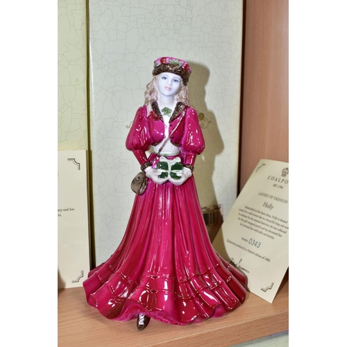 383 - FOUR COALPORT LIMITED EDITION FIGURINES AND FIGURE GROUP, comprising 'Christmas Ball' 673/2000, with... 