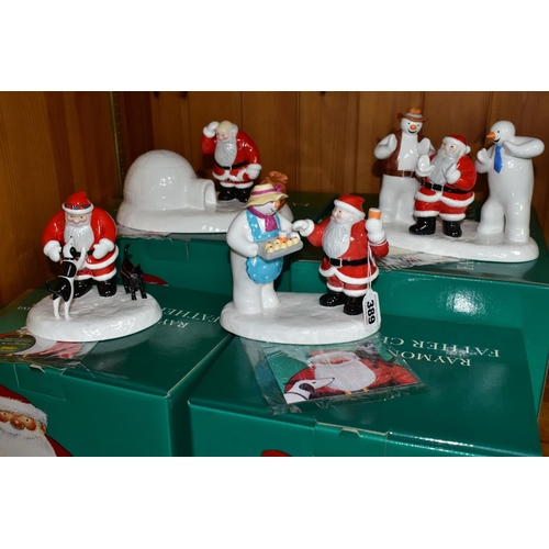 389 - FOUR COALPORT RAYMOND BRIGGS' 'FATHER CHRISTMAS' FIGURE GROUPS, comprising a limited edition 'Line D... 