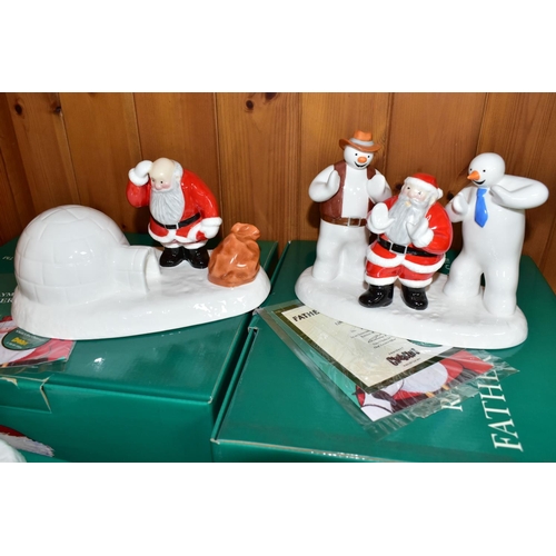 389 - FOUR COALPORT RAYMOND BRIGGS' 'FATHER CHRISTMAS' FIGURE GROUPS, comprising a limited edition 'Line D... 