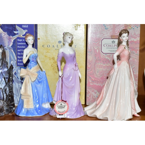 391 - FOUR COALPORT FINE BONE CHINA FIGURINES WITH TWO FRANKLIN MINT 1988 FIGURINES, comprising three Coal... 