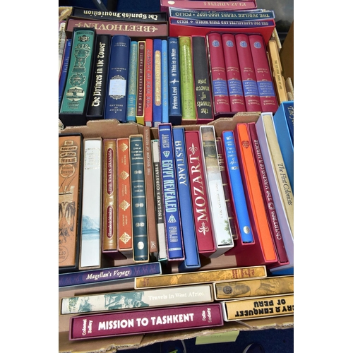 405 - BOOKS, two boxes containing fifty-one FOLIO SOCIETY publications in hardback format, highlights incl... 