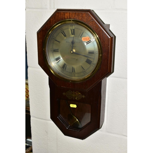 409 - FIVE CLOCKS AND TWO BAROMETERS, comprising a Weston Super quartz wall clock, Hermle quartz anniversa... 