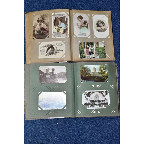 411 - POSTCARDS, approximately 455 postcards in two albums, album one features 220 ecclesiastical themed p... 