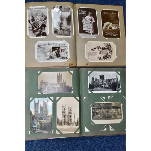 411 - POSTCARDS, approximately 455 postcards in two albums, album one features 220 ecclesiastical themed p... 