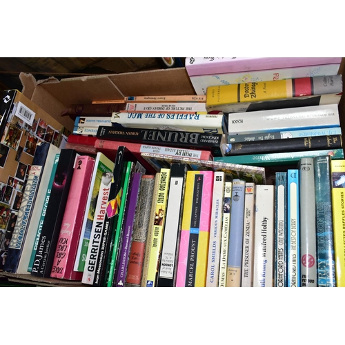 423 - BOOKS, five boxes containing approximately one hundred and eighty miscellaneous titles in hardback a... 