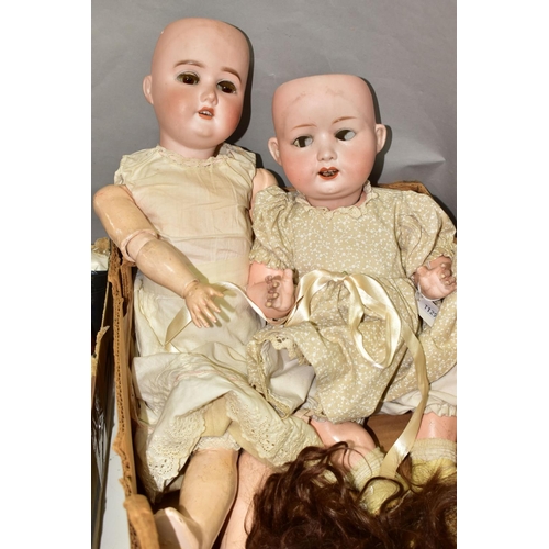 428 - TWO ANTIQUE DOLLS, comprising a Heubach Koppelsdorf bisque headed doll, numbered to the back of the ... 