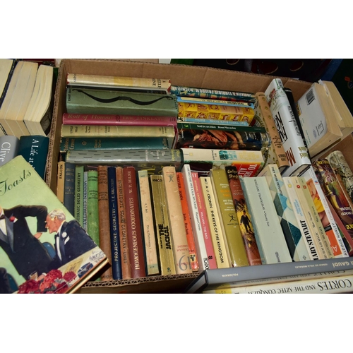 430 - BOOKS, five boxes containing approximately two hundred miscellaneous titles in hardback and paperbac... 