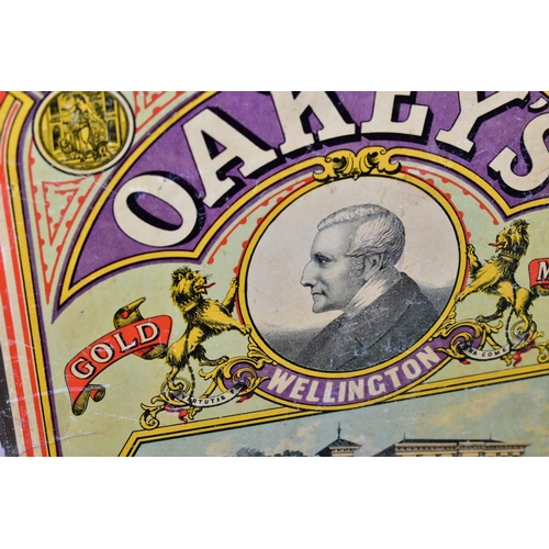 431 - A PAIR OF VINTAGE CARDBOARD ADVERTISING SHOW CARDS, the largest a coloured sign for 'Oakey's Knife P... 